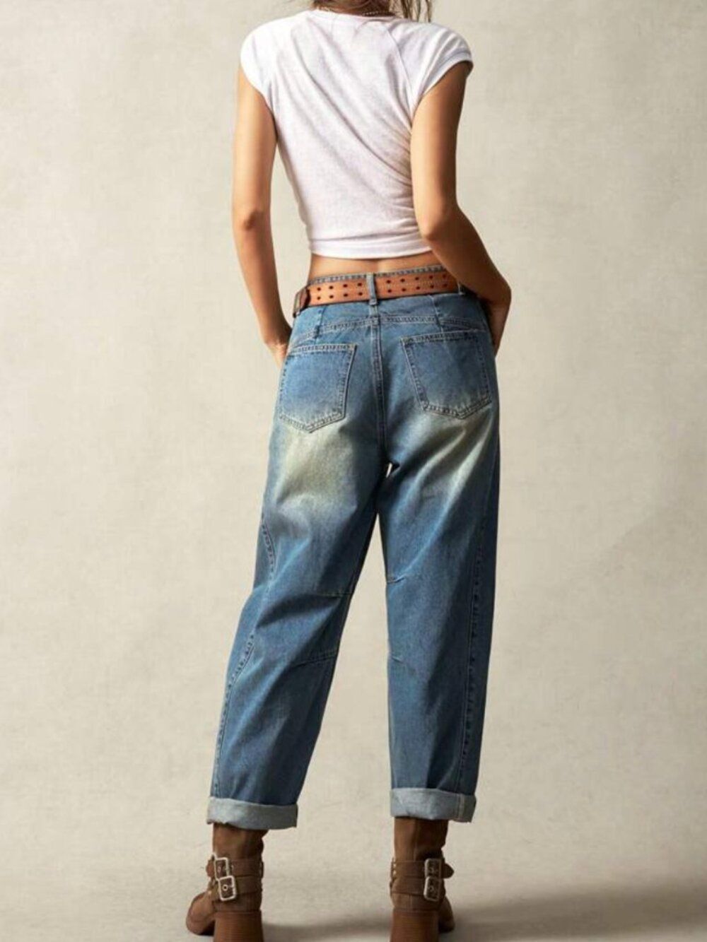 Bohemian Distressed Denim Barrel Jeans Size 4X - Picture 6 of 8
